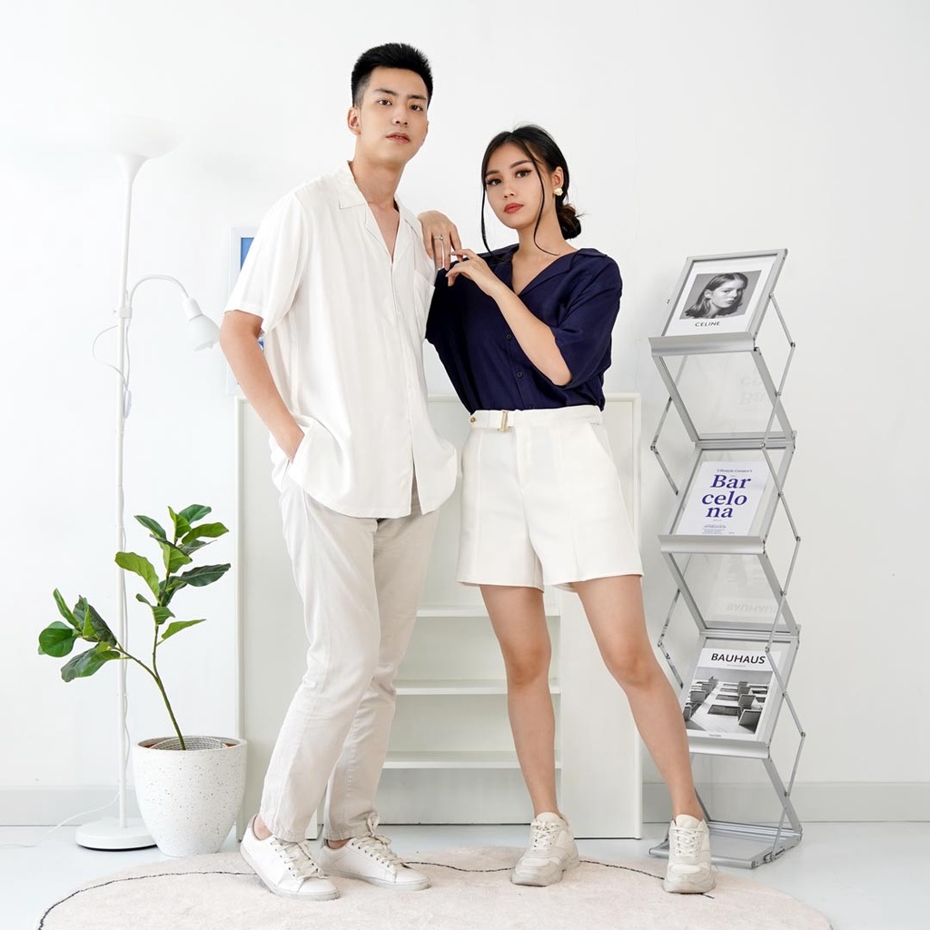 KEMEJA RAYON LENGAN PENDEK KAWA - Kemeja Lengan Pendek Wanita | Kemeja Polos Pria Korean Style | Kem