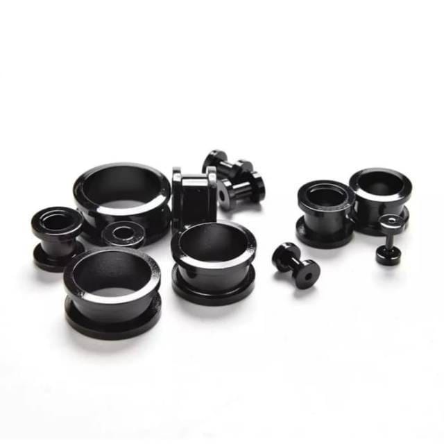 piercing telinga besi titanium / earplug titanium / pirsing hitam titanium 1mm - 6mm