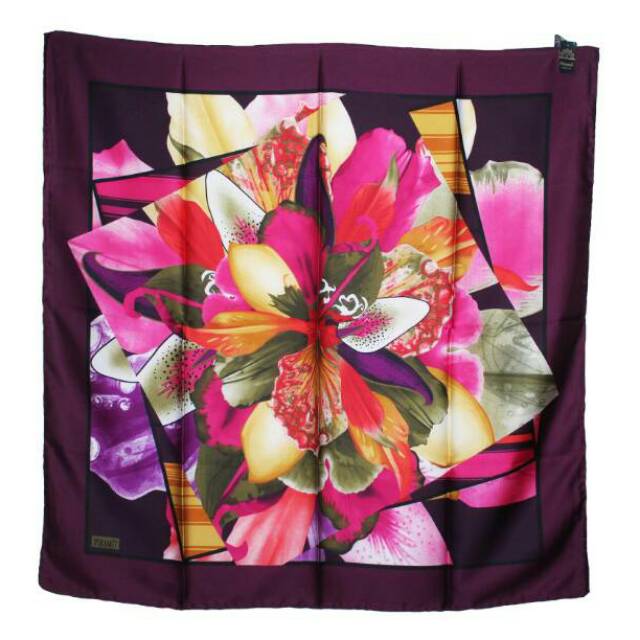 Jilbab hitam polos tenga aksen ungu rayon silk asli TURKI sale