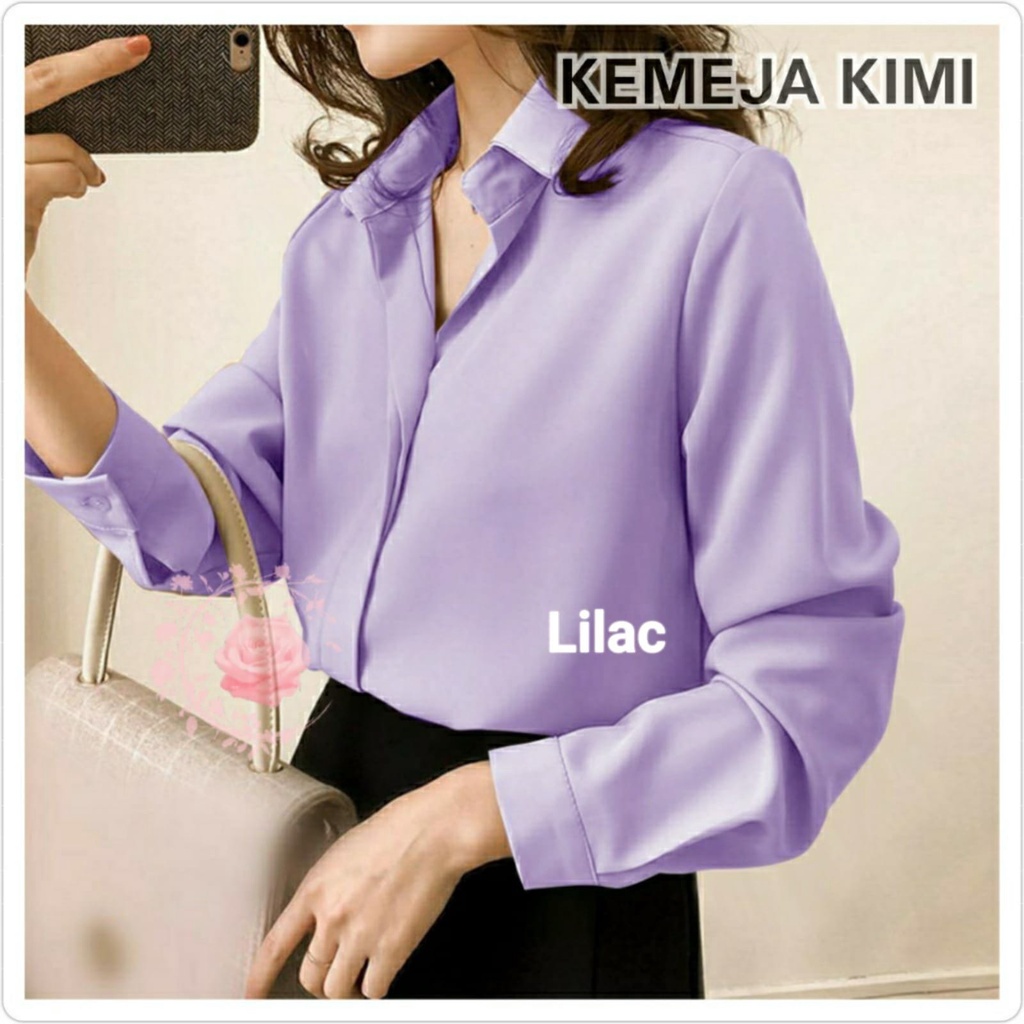 KEMEJA WANITA KIMI 12warna/ BAJU KANTOR / ATASAN FORMAL / BAJU PESTA LENGAN PANJANG