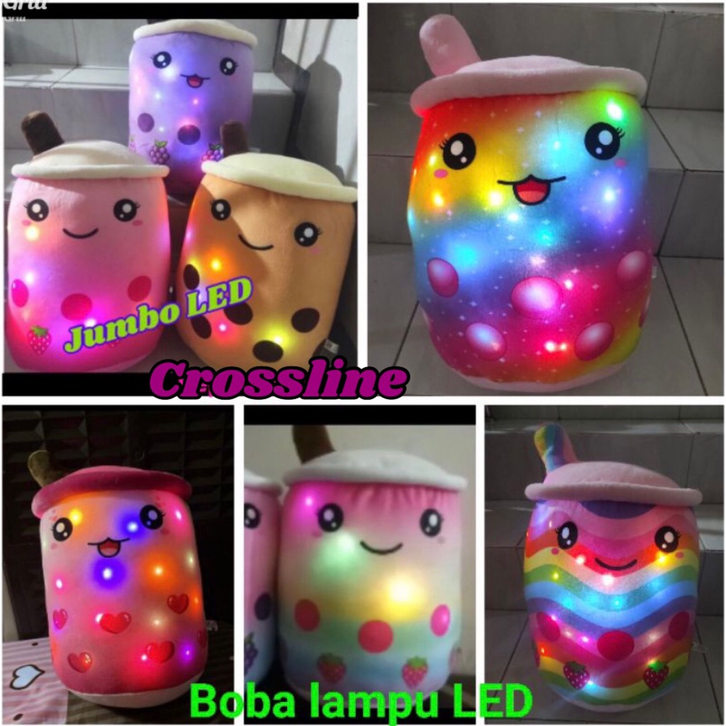 Boneka Boba LED Jumbo Brown sugar milk tea Strawberry