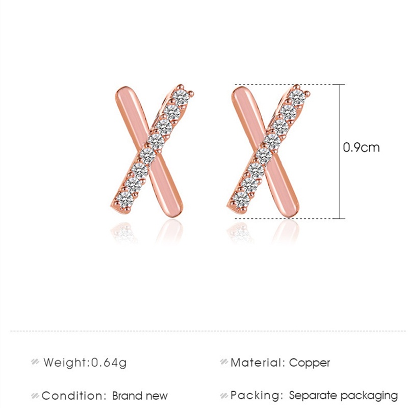 Anting Salib Wanita Berlian Mewah Ringan Anting Berbentuk X Desain Sederhana Dan Ringkas
