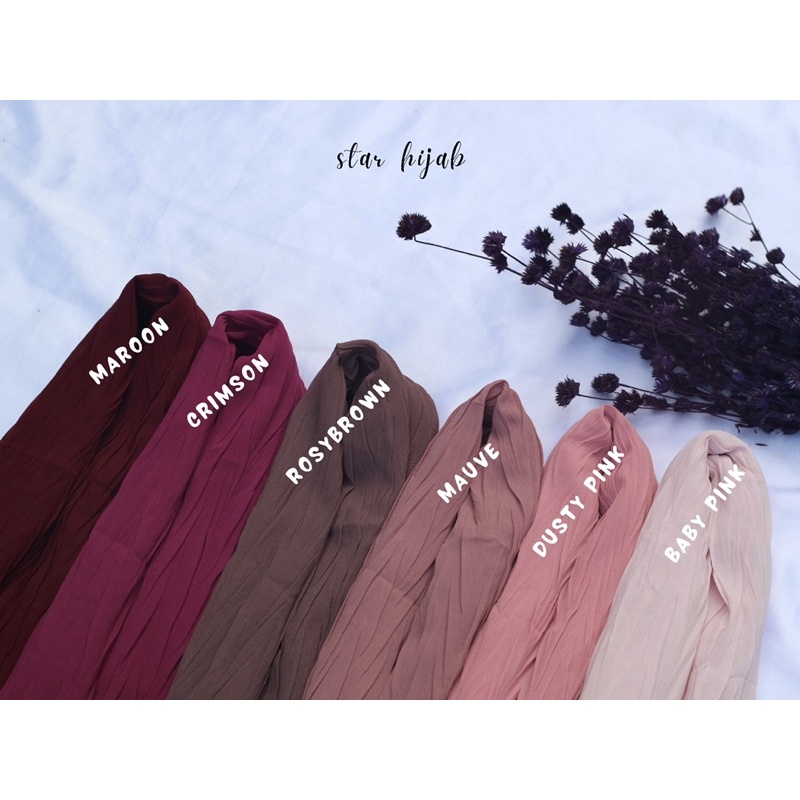 PADI Pashmina Plisket Padi | Pasmina Plisket Bambu Bamboo (TANPA GARIS TENGAH)