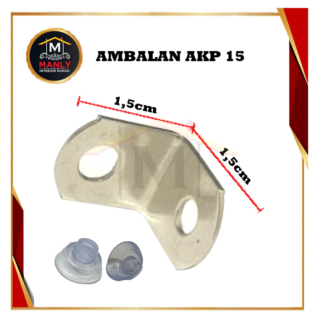 Ambalan Cop Kaca Skrup AKP 15 / Ambalan Siku L / Tatakan Kaca L / Ambalan Plat L Kop Karet