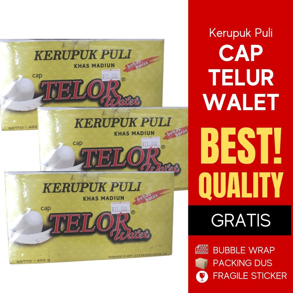 

Kerupuk PULI BERAS MURAH CAP TELOR WALET MADIUN Murah 400 gr