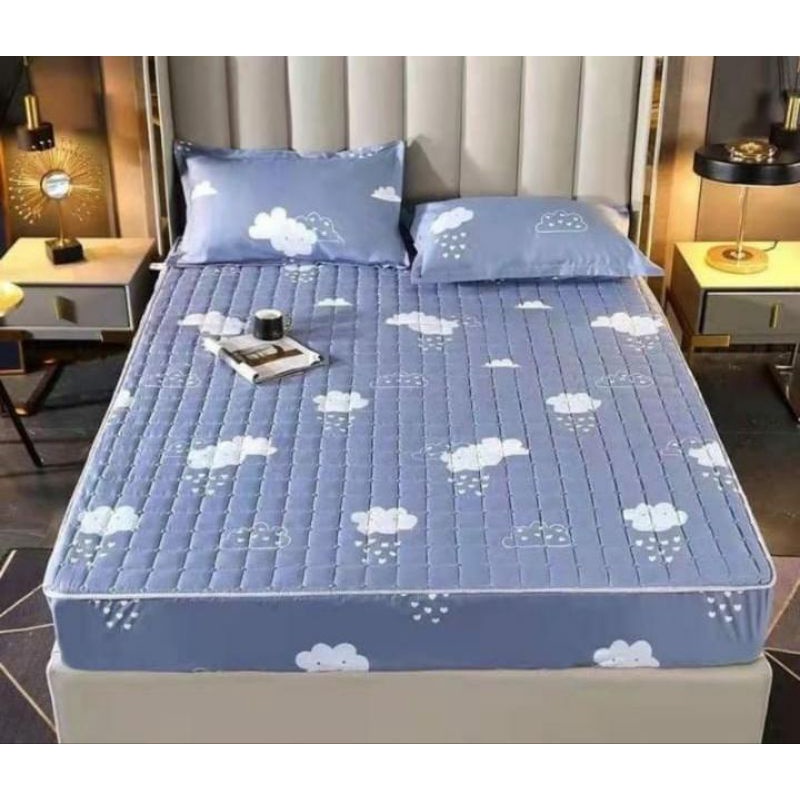 Sprei Sultan Waterproof anti ompol anti tahan air size 120x200 90x200 160x200 180x200 Seprei Adem full Karet tipe 1 2 3-Waterprof awan baru