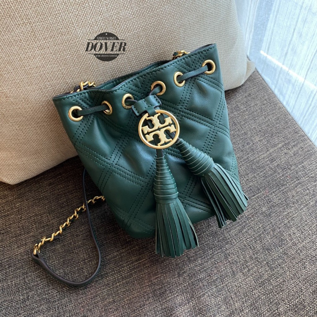 Tory Burch Fleming Soft Mini Bucket Bag Pine Tree - ORIGINAL 100%