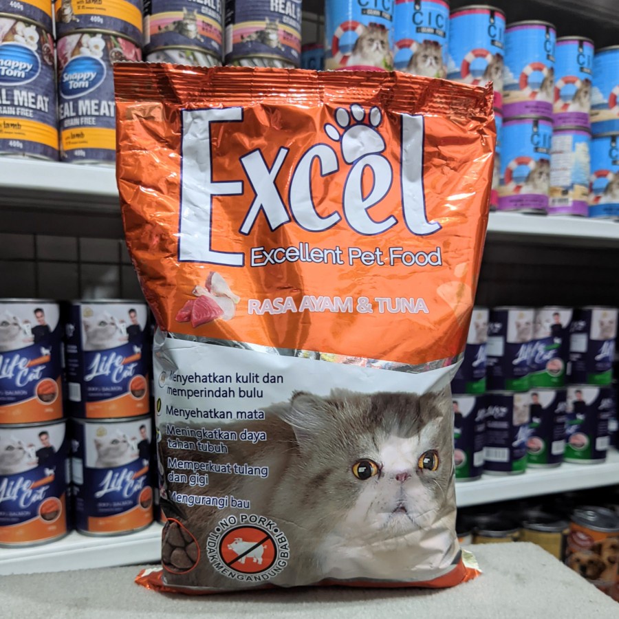 Excel Bentuk Segitiga Chicken &amp; Tuna 20kg 20 kg Catfood Makanan Kucing