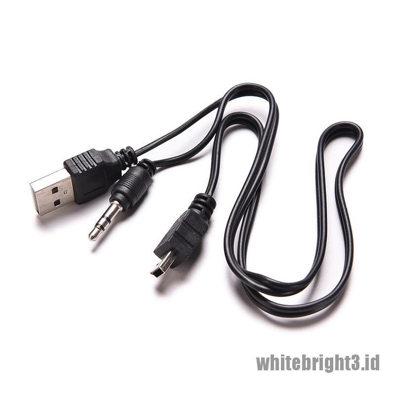 &lt; White3 &gt; Kabel Konektor Jack Audio 3.5mm USB Ke Mini USB Standar Untuk Speaker