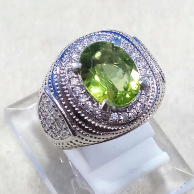 CINCIN BATU AKIK PERMATA NATURAL GREEN PERIDOT CUTING LUSTER MANTAP, MEWAH &amp; ELEGAN PALING MURAH !!!