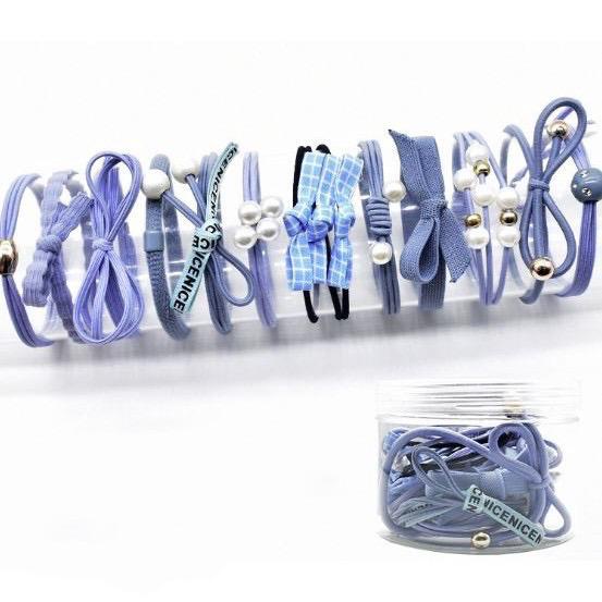 Ikat Rambut 12 Pcs KODE 228 Ikat Rambut Set Wanita Termasuk Tabung Kunciran Rambut SeT / IR013-4