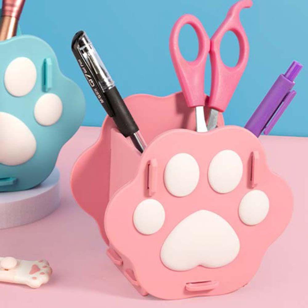 Lanfy Cat Claw Pen Holder Multi Purpose Use Creative Desktop Storage Box Pink Blue White Cat Claw Kartun Aksesoris Meja