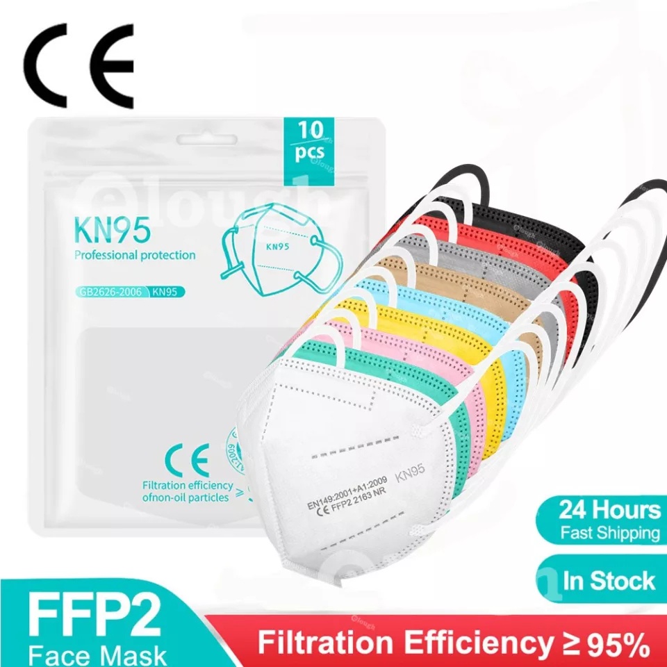 MASKER KN95 10PCS 5PLY DUCKBILL WARNA WARNI HITAM PUTIH COKLAT KREM COKELAT KUNING MERAH ABU BIRU HI