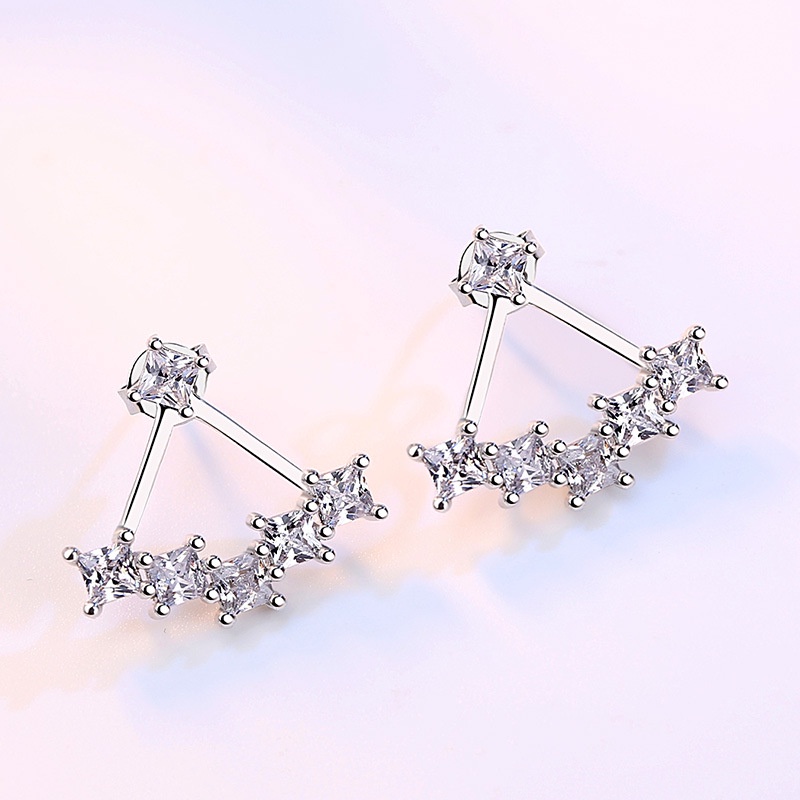Anting Perak 925 Wanita Zirkon Persegi Fashion Perhiasan/Subang Telinga anting perempuan