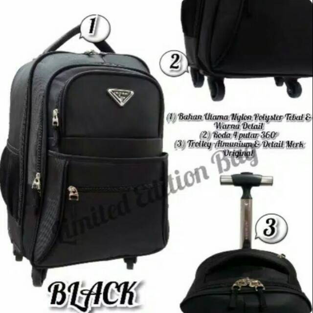 TAS RANSEL TROLLY ORIGINAL POLO MILANO RODA 4 PUTAR