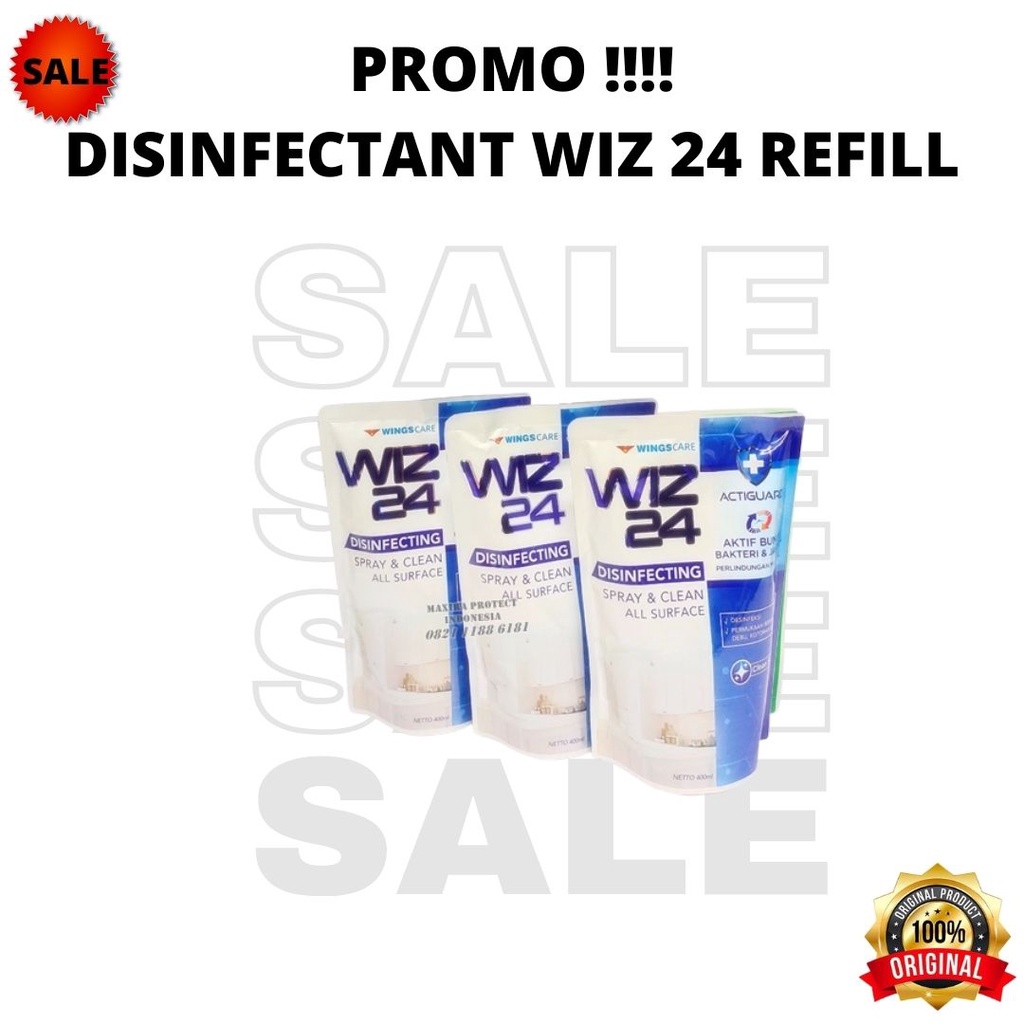 WIZ 24 DISINFECTANT REFILL BIRU 400 ml