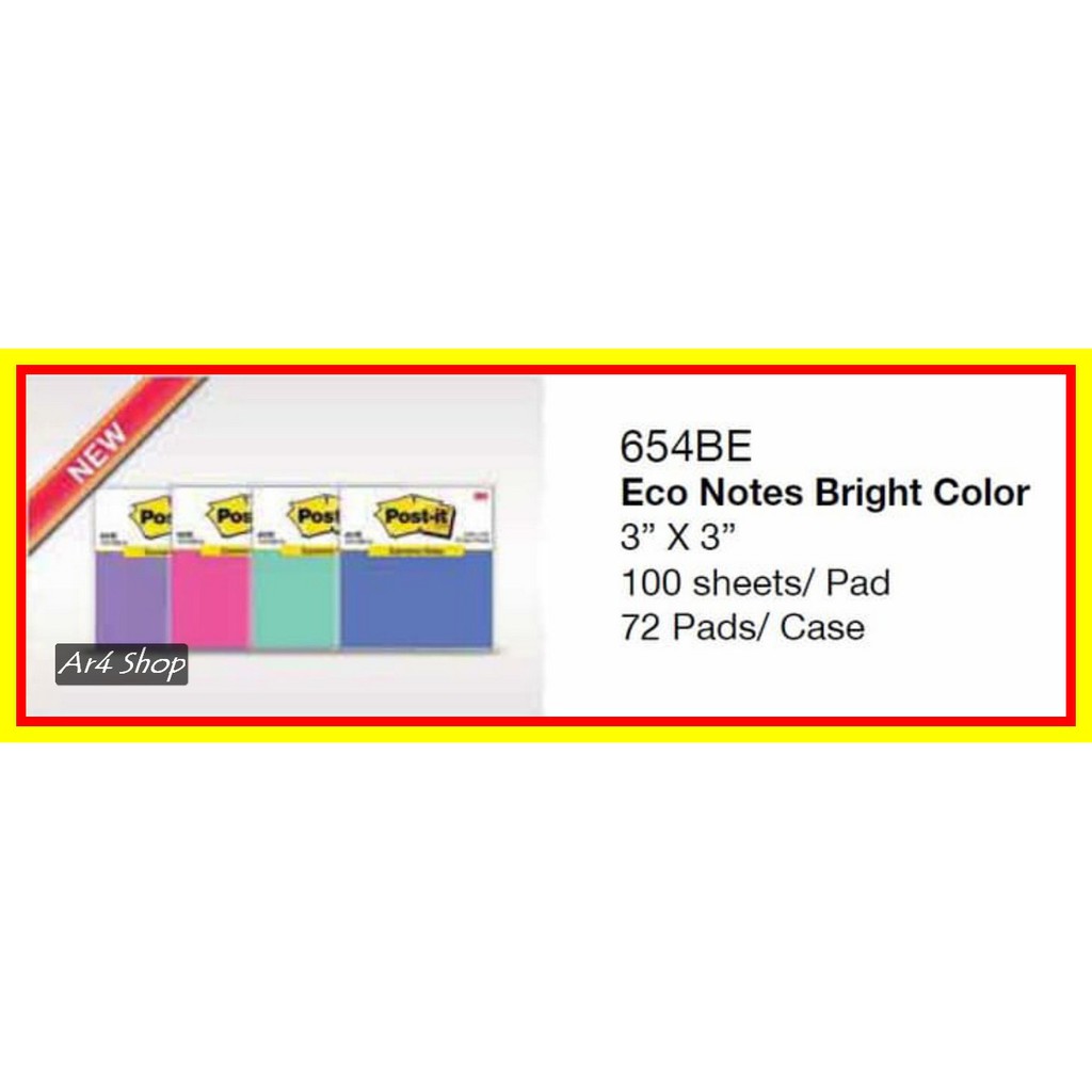 

Sticky Notes - Post-It - 654-Be Eco Notes Bright Color