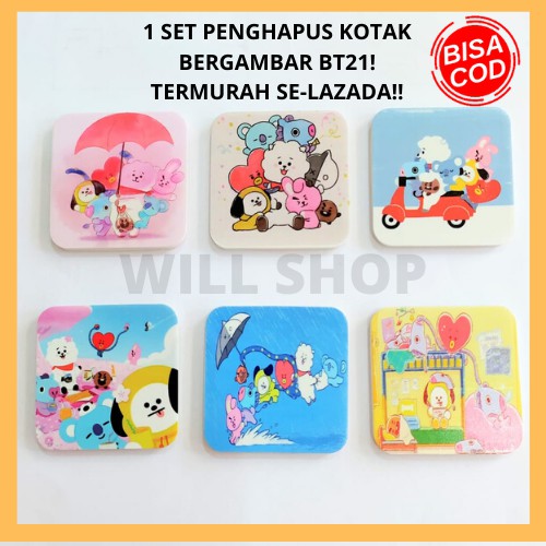 

1 SET PENGHAPUS KOTAK BERKARAKTER BT21 B T S BANG TAN KPOP KOREA ARMY