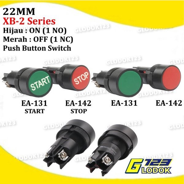 Push Button Tombol Lampu LED 22mm 25mm On Off Merah Hijau Start Stoop