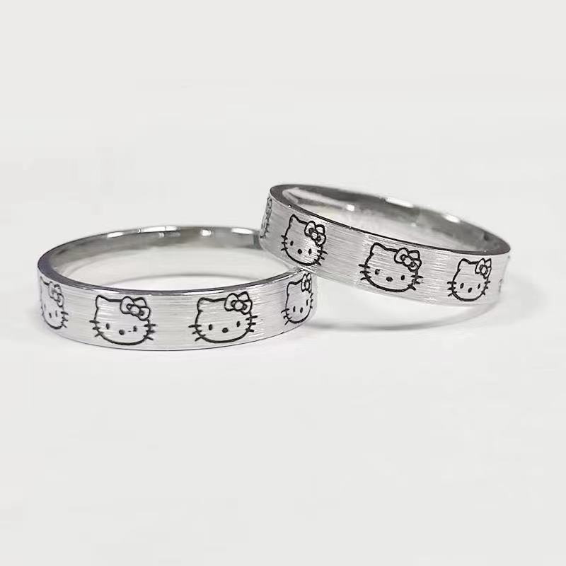 Sanrios Cincin Desain Anjing Hello Kitty Cinnamoroll Untuk Pasangan