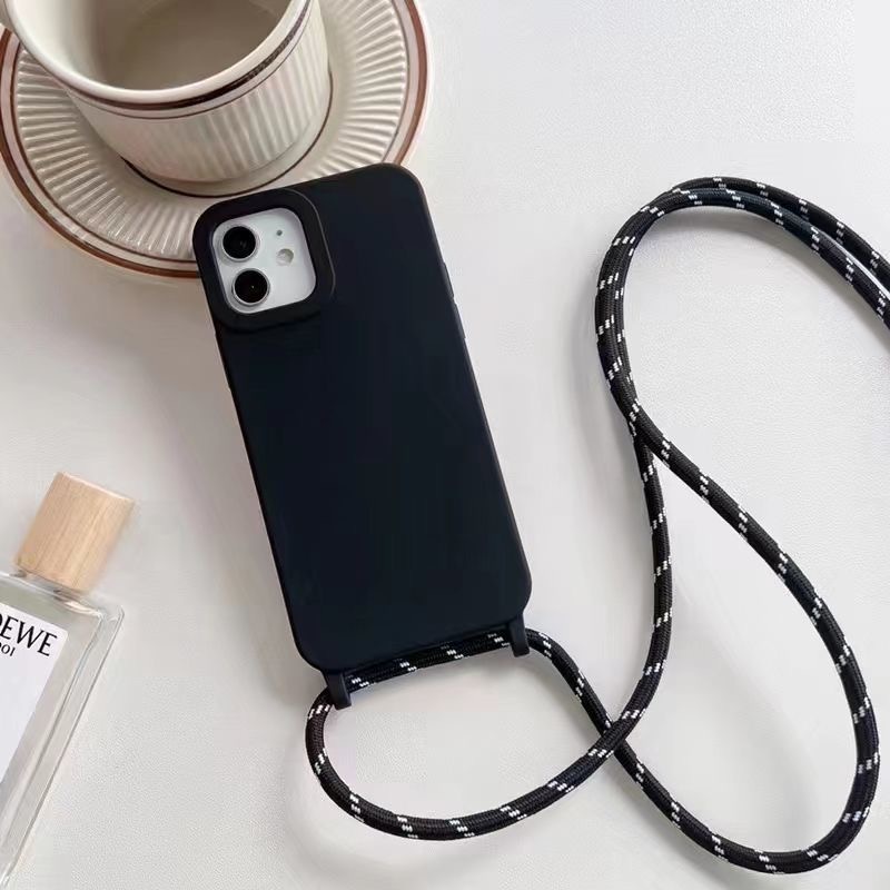 Soft Case Bahan Silikon Dengan Lanyard Anti Hilang Untuk iPhone 13 12 11 Pro X XS MAX XR 7 8 Plus