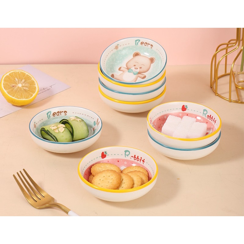 Piring Saus Keramik Motif Jepang Piring Sambal/Saus Ukuran 9.6cm