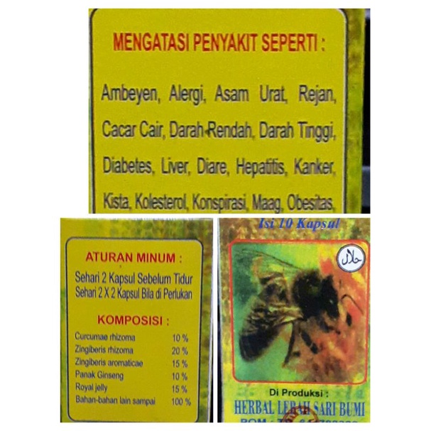 HERBAL LEBAH SARI BUMI 100 % ORIGINAL OBAT ASAM URAT & AMBEYEN