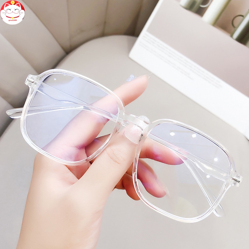 Blue Light Blocking Glasses Big Frame Computer Use Lightweight Anti Eyestrain Retro Flat Mirror Glasses for Women Men