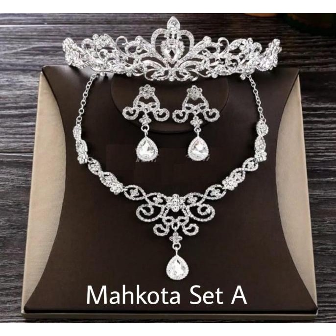 Mahkota Pengantin Set Kalung Anting Aksesoris Rambut Pengantin