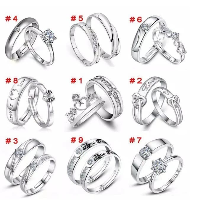 Cincin Single Perak 925 Pria - Wanita Pasangan Tunangan Nikah S925