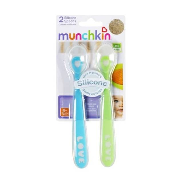 MUNCHKIN 2pcs  Soft Silicone  Spoon Sendok Bayi Silikon Lentur