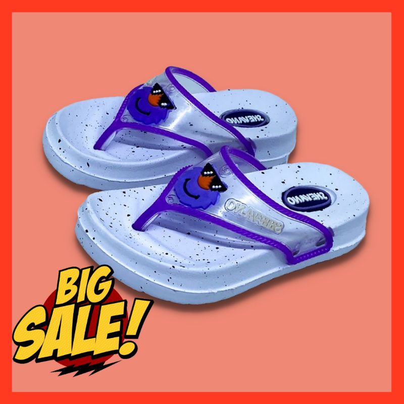 Sandal Shevano 2657 Jepit Anak Perempuan / Sandal Anak Wanita Model Kaca Bergambar Elmo