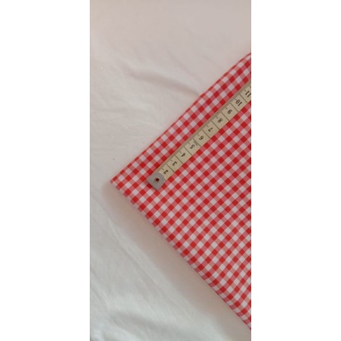 KAIN KATUN KOTAK ORANGE STRETCH (1 m = Rp. 25.000)