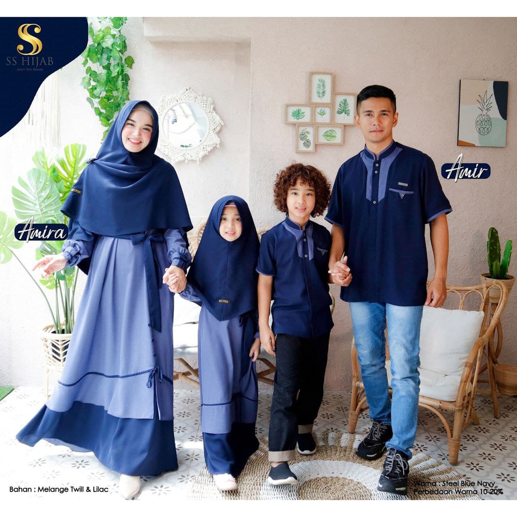 Sarimbit AMIR AMIRA - Steel Blue Navy - original by SS Hijab