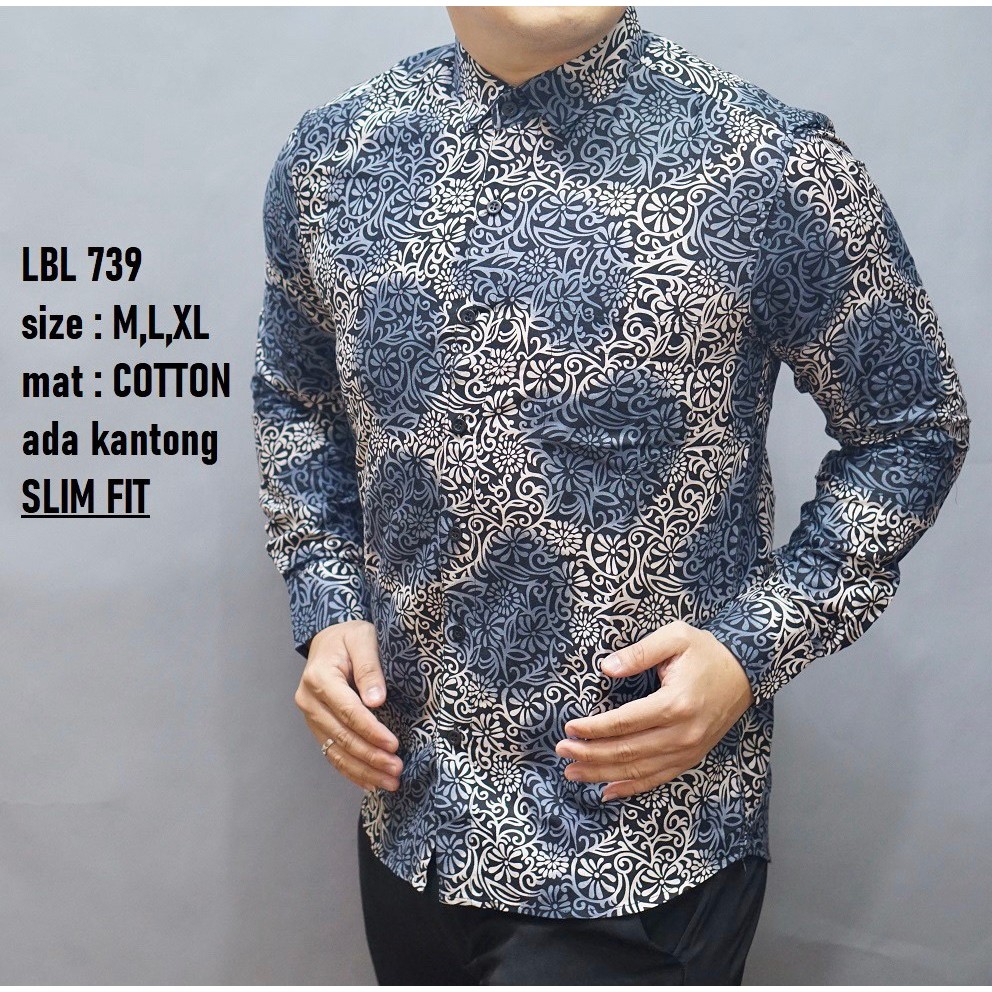 KEMEJA BATIK PRIA SLIM FIT LENGAN PANJANG BAJU BATIK PRIA SOLO KATUN HALUS PREMIUM LBL739