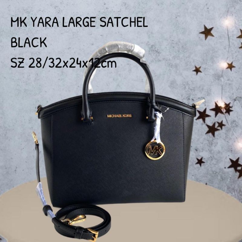 MK YARA LARGE SATCHEL BLACK