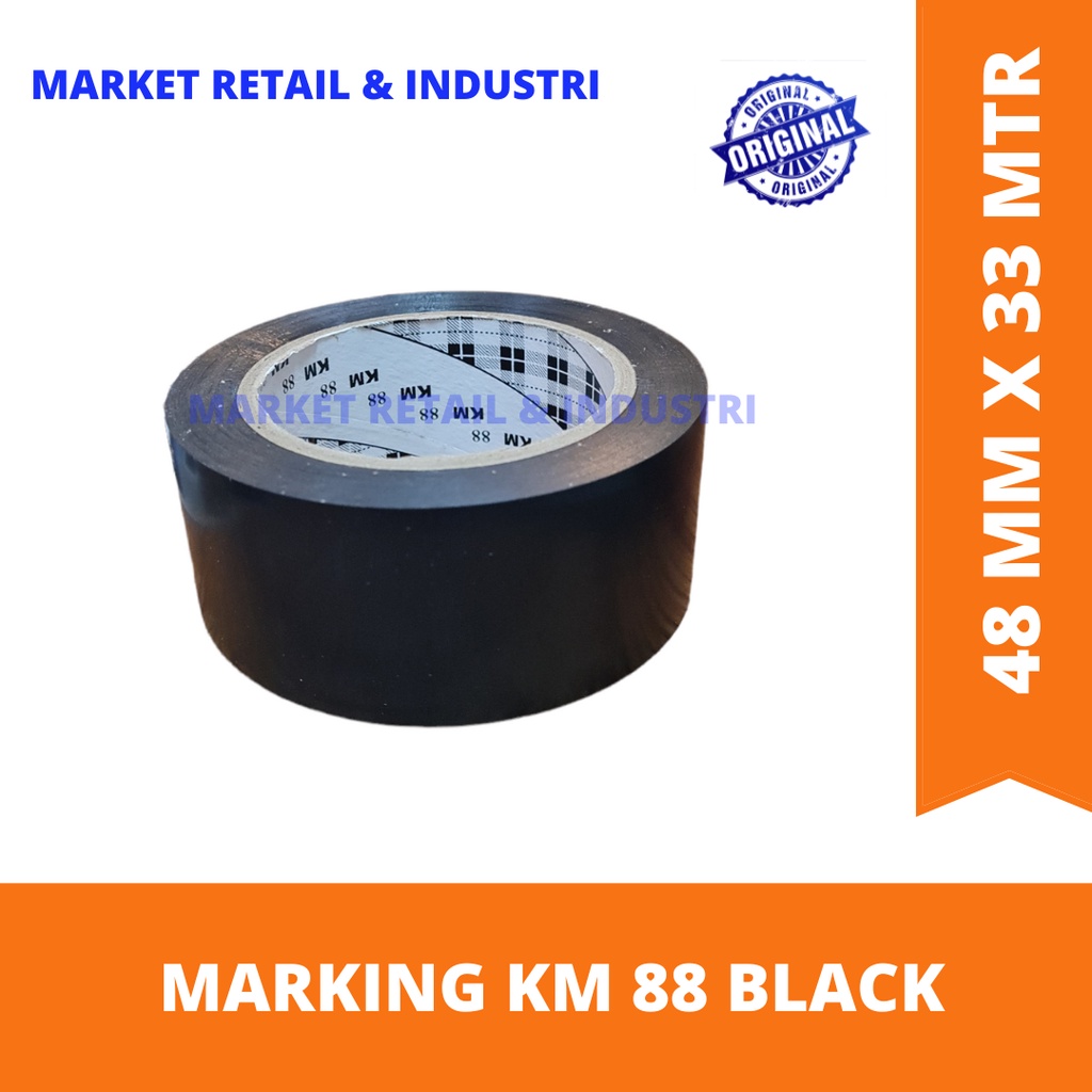 Marking tape hitam bahan vinyl - Lakban penanda di lantai
