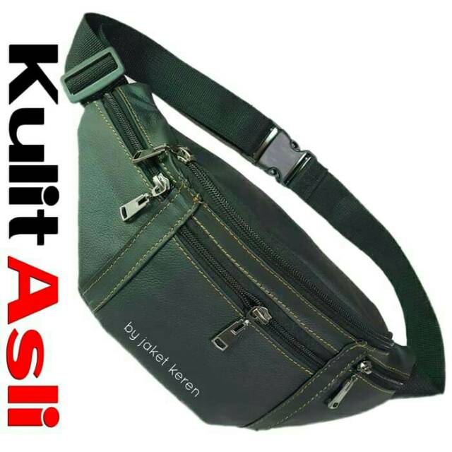 Waist Bag Tas kulit Pria selempang sling bag kulit motif jeruk made in garut murah