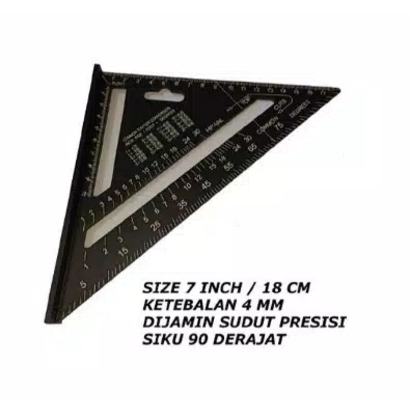 

Speed Square 7 inch Woodworking Penggaris Siku Segitiga Tukang Hitam