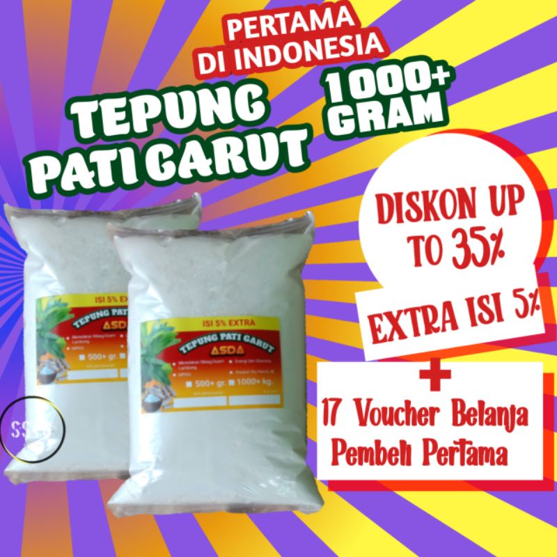 

Tepung Pati Garut Lerut Irut 1000 Gram atau 1kg Extra Isi 5% Kirut Wirut Larut Irut Pairut Erut Obat Asam Lambung Irut Kirut Lerut Arrowroot Stark Starch Flour Powder Girut Erut Tepung Halus Tanpa Pengawet Tanpa Campuran Bahan Roti Cilok Dawet Pengenyal