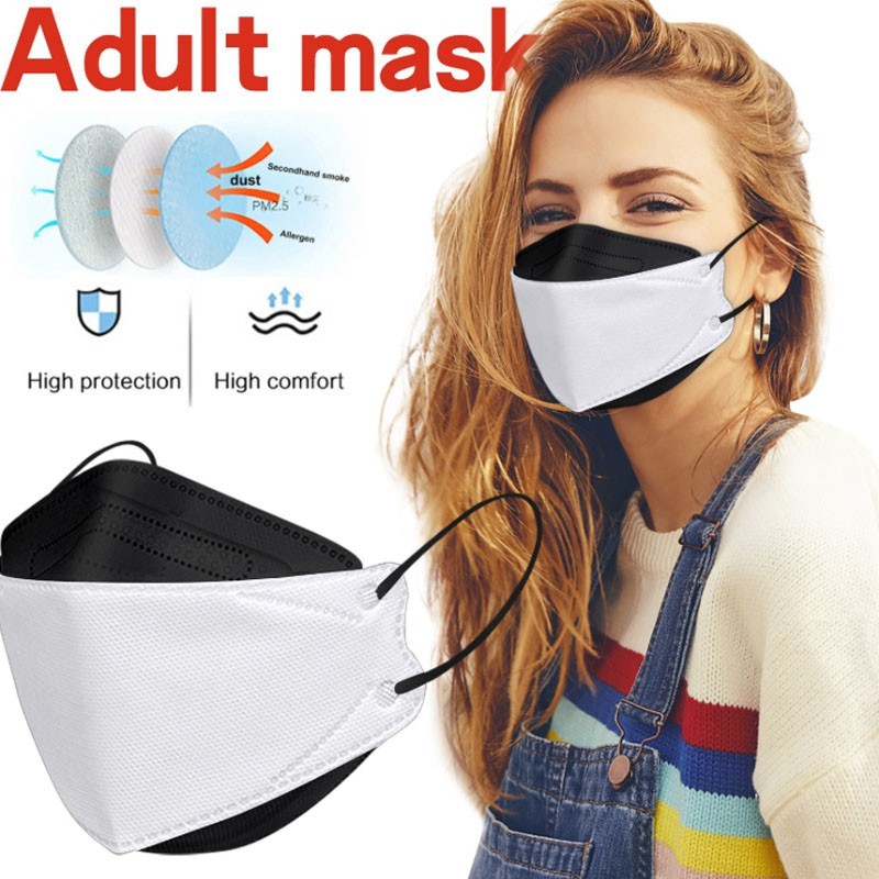 Masker Dewasa KF94 Black White 4 Ply - Satuan