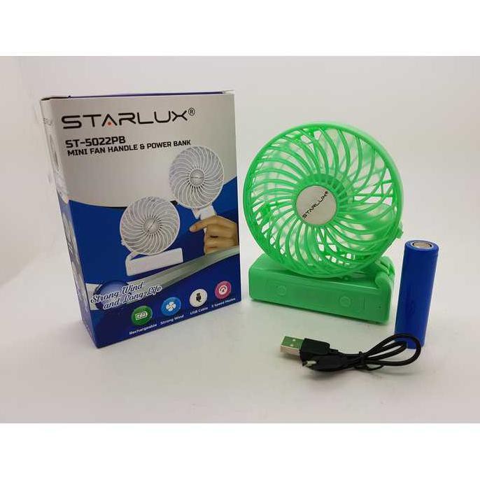 Promo Kipas Angin Mini Portable Usb Handy Mini Fan + Powerbank Merk Starlux