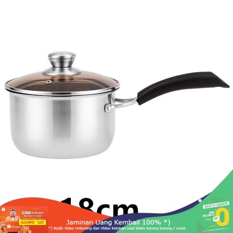 (BISA COD) RVOSTR LMETJMA Panci Masak Soup Pot Stainless Steel 18cm - KC0406