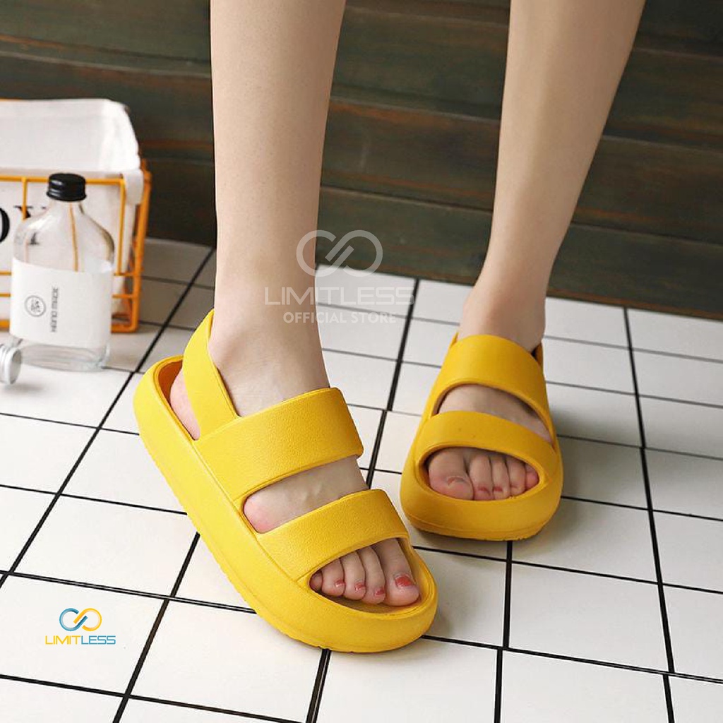 Sandal Wedges Korea Sepatu Sendal Wanita Gunung Korean Limitless Sandal Lalisa Tali Wanita Slip On Ringan Empuk Terbaru Outdoor