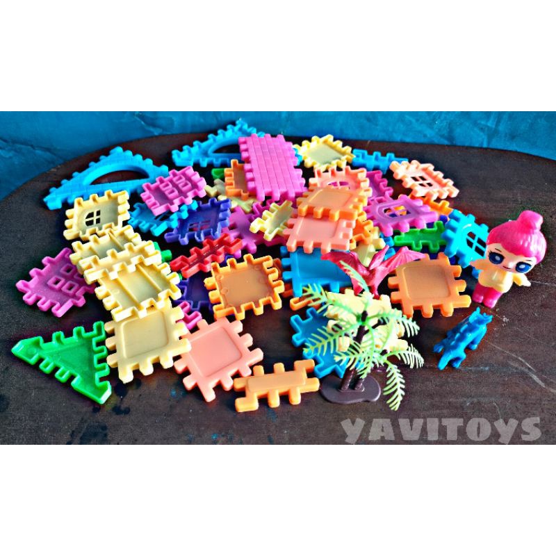 MC 352 MAINAN PUZZLE BENTUK RUMAH PLUS BONEKA LOL DAN DINOSAURUS