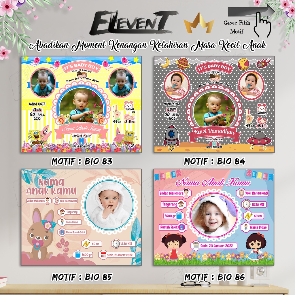 Miliki Softfile Biodata Bayi Data Kelahiran Anak Harga Terjangkau Banyak Pilihan 182 Motif Unik Tinggal Cetak Sendiri dengan data Desain bayi Newborn Baby untuk pajangan walldecor bingkai  pigura popup dllbisa Murah-83-86