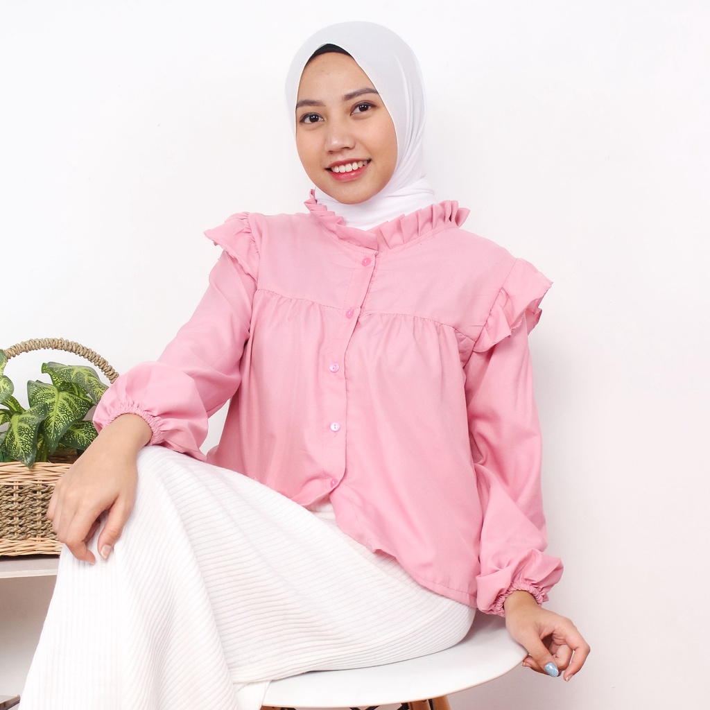 BEFAST - ZRX OOTD Wanita Blouse ITSUMI / Puffy Blouse / Blouse Wanita Lengan Puffy / Atasan Wanita lengan Panjang / Blouse Polos Casual / Blouse Formal / Fashion Wanita Modis / Termurah