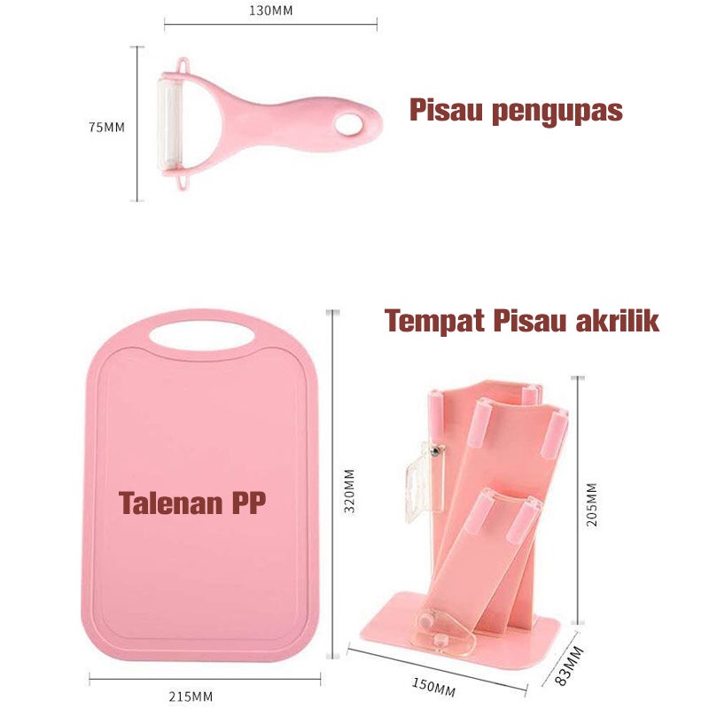 PAKET HEMAT Set Paket Pisau Dapur 7IN1 Plus Talenan + Tempat Pisau Paket Lengkap Set Murah Tajam Peralatan Perlengkapan Dapur Murah Premium Quality