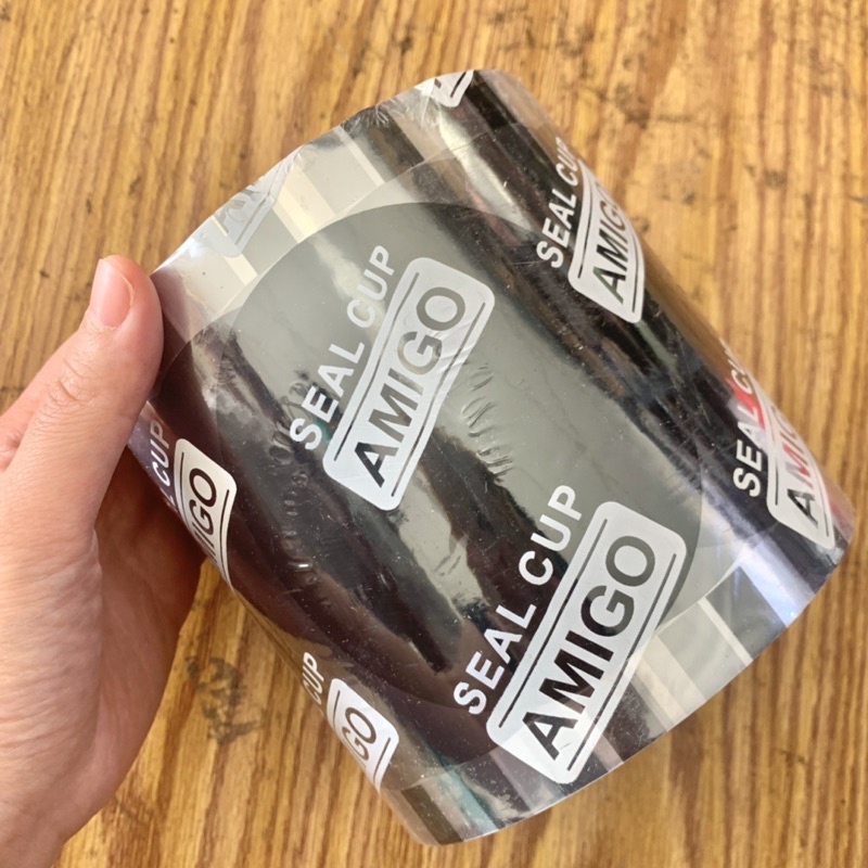 Cup Sealer Lid HITAM Polos 1200pc / Segel Gelas Plastik Seal Amigo Motif Thank You