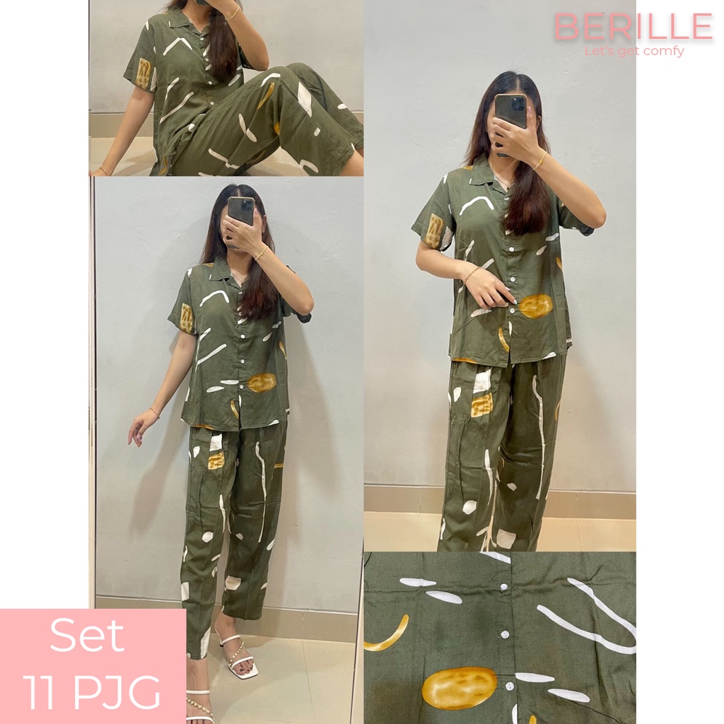 Piyama set Rayon Wanita / Setelan Piyama Wanita Motif / Piyama Rayon Viscose /  Piyama Motif Rayon Viscose Premium Termurah /Piyama Wanita Dewasa / Pajamas / Baju Tidur Wanita / Piyama setelan rayon viscose  (COD)-Set 113 PJG
